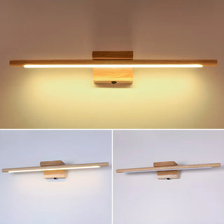 Minimalist Linear LED Wooden Wall Mount Vanity Light Zawala Image - 10