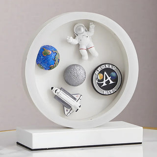 Modern White Astronaut-Themed Circular LED Table Lamp Zawala Image - 5