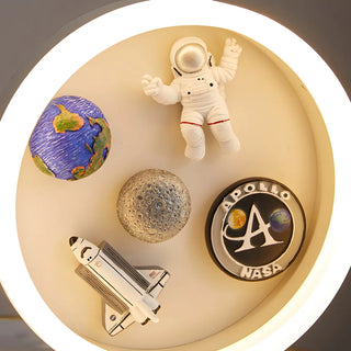 Modern White Astronaut-Themed Circular LED Table Lamp Zawala Image - 6