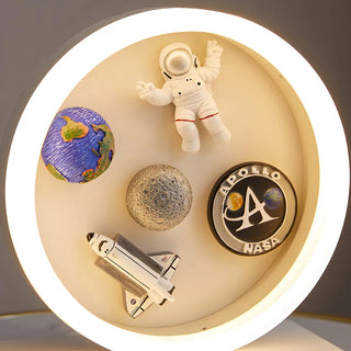 Modern White Astronaut-Themed Circular LED Table Lamp Zawala Image - 7