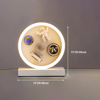 Modern White Astronaut-Themed Circular LED Table Lamp Zawala #size
