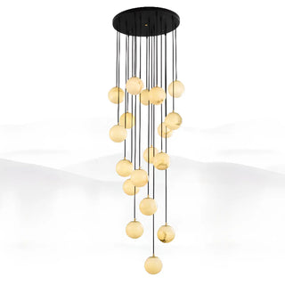 ZOWALA - Contemporary Globe Cluster Alabaster Staircase Pendant Light Image - 11
