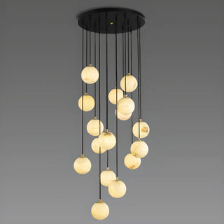 ZOWALA - Contemporary Globe Cluster Alabaster Staircase Pendant Light Image - 12