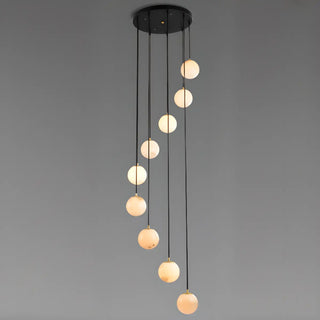 ZOWALA - Contemporary Globe Cluster Alabaster Staircase Pendant Light Image - 13