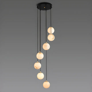 ZOWALA - Contemporary Globe Cluster Alabaster Staircase Pendant Light Image - 14