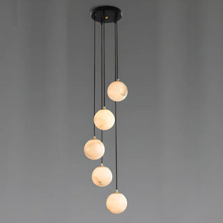 ZOWALA - Contemporary Globe Cluster Alabaster Staircase Pendant Light Image - 15