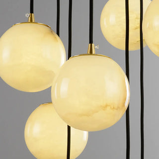 ZOWALA - Contemporary Globe Cluster Alabaster Staircase Pendant Light Image - 18