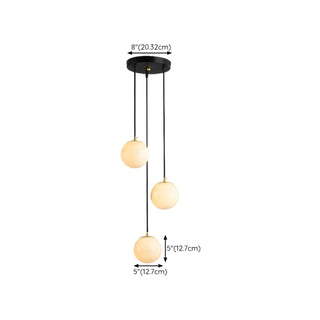 ZOWALA - Contemporary Globe Cluster Alabaster Staircase Pendant Light #size
