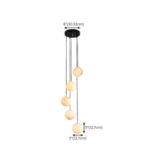 ZOWALA - Contemporary Globe Cluster Alabaster Staircase Pendant Light Image - 21