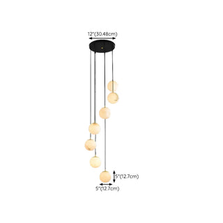 ZOWALA - Contemporary Globe Cluster Alabaster Staircase Pendant Light Image - 22