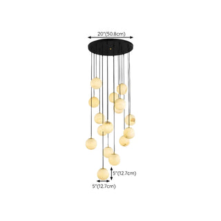 ZOWALA - Contemporary Globe Cluster Alabaster Staircase Pendant Light Image - 24