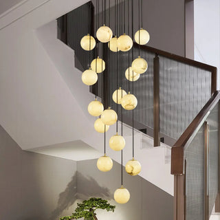 ZOWALA - Contemporary Globe Cluster Alabaster Staircase Pendant Light Image - 3