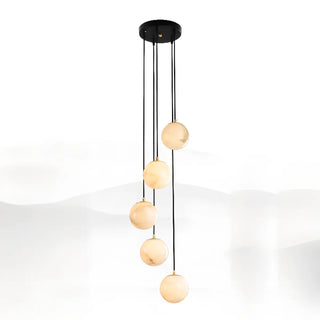 ZOWALA - Contemporary Globe Cluster Alabaster Staircase Pendant Light Image - 5