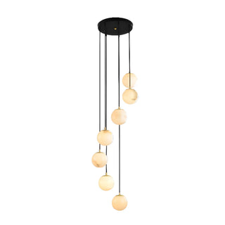 ZOWALA - Contemporary Globe Cluster Alabaster Staircase Pendant Light Image - 6