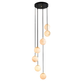 ZOWALA - Contemporary Globe Cluster Alabaster Staircase Pendant Light Image - 7