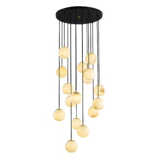 ZOWALA - Contemporary Globe Cluster Alabaster Staircase Pendant Light Image - 9