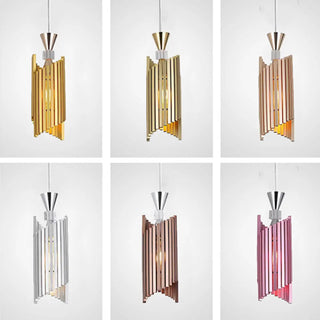 Modern Colorful Geometric Aluminum Corded Pendant Light Image - 4