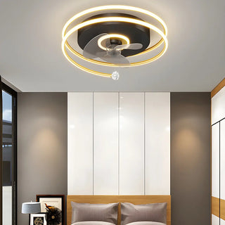 ZOWALA - Modern Spiral Gold Round LED Ceiling Fan Light Image - 1