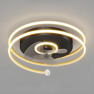 ZOWALA - Modern Spiral Gold Round LED Ceiling Fan Light Image - 10