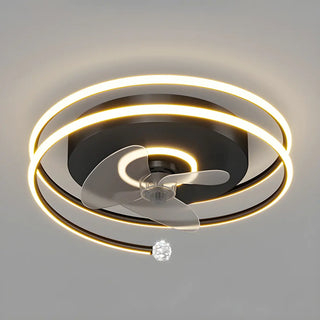 ZOWALA - Modern Spiral Gold Round LED Ceiling Fan Light Image - 11