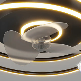 ZOWALA - Modern Spiral Gold Round LED Ceiling Fan Light Image - 12