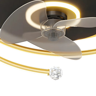 ZOWALA - Modern Spiral Gold Round LED Ceiling Fan Light Image - 15