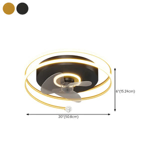ZOWALA - Modern Spiral Gold Round LED Ceiling Fan Light #size