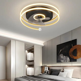 ZOWALA - Modern Spiral Gold Round LED Ceiling Fan Light Image - 3