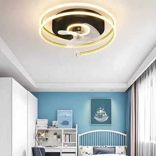 ZOWALA - Modern Spiral Gold Round LED Ceiling Fan Light Image - 4