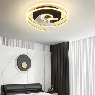 ZOWALA - Modern Spiral Gold Round LED Ceiling Fan Light Image - 5