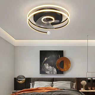 ZOWALA - Modern Spiral Gold Round LED Ceiling Fan Light Image - 7