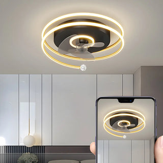 ZOWALA - Modern Spiral Gold Round LED Ceiling Fan Light Image - 8