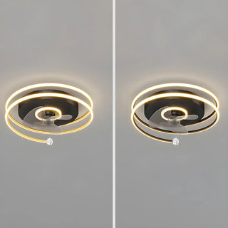 ZOWALA - Modern Spiral Gold Round LED Ceiling Fan Light Image - 9