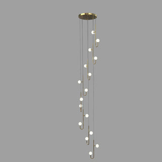 ZOWALA - Linear Spiral Glass Ball Metal Black Foyer Chandelier Image - 10