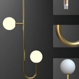 ZOWALA - Linear Spiral Glass Ball Metal Black Foyer Chandelier Image - 15
