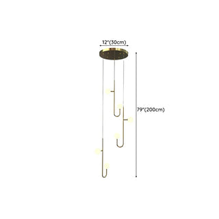 ZOWALA - Linear Spiral Glass Ball Metal Black Foyer Chandelier Image - 18