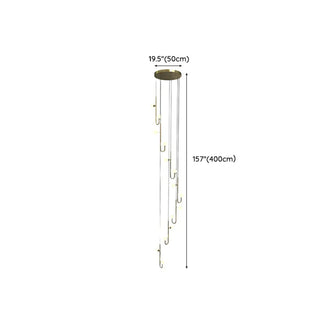 ZOWALA - Linear Spiral Glass Ball Metal Black Foyer Chandelier Image - 20