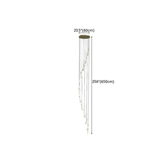ZOWALA - Linear Spiral Glass Ball Metal Black Foyer Chandelier Image - 23