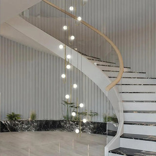 ZOWALA - Linear Spiral Glass Ball Metal Black Foyer Chandelier Image - 4