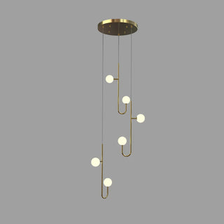 ZOWALA - Linear Spiral Glass Ball Metal Black Foyer Chandelier Image - 7
