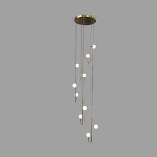 ZOWALA - Linear Spiral Glass Ball Metal Black Foyer Chandelier Image - 8