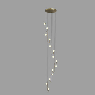 ZOWALA - Linear Spiral Glass Ball Metal Black Foyer Chandelier Image - 9