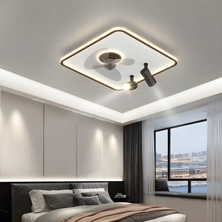 Modern Square Polished Finish Ceiling Fan with Light Zowala Image - 1
