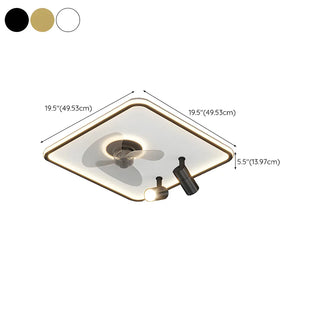 Modern Square Polished Finish Ceiling Fan with Light Zowala #size