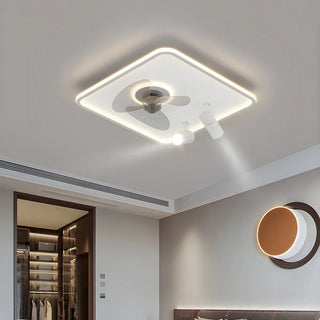 Modern Square Polished Finish Ceiling Fan with Light Zowala Image - 2