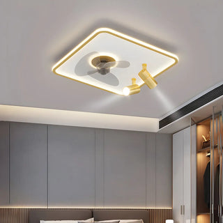 Modern Square Polished Finish Ceiling Fan with Light Zowala Image - 3