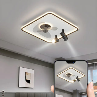 Modern Square Polished Finish Ceiling Fan with Light Zowala Image - 5