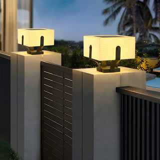 Creative White Square Metal Solar Outdoor Post Lamp Zawala Image - 1