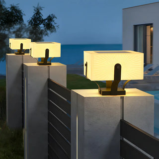 Creative White Square Metal Solar Outdoor Post Lamp Zawala Image - 4
