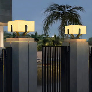 Creative White Square Metal Solar Outdoor Post Lamp Zawala Image - 5